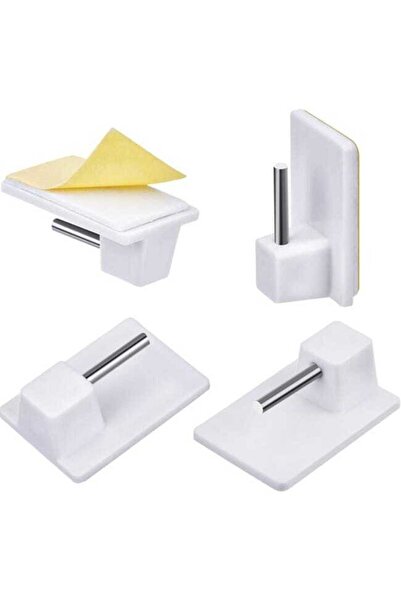 STARSTAR 20-pack, stainless steel self-adhesive curtain rod hooks, white