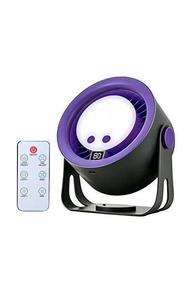 STARSTAR USB Rechargeable Desk Fan Remote Control 3-Color Light 5-Speed Dimma...