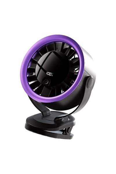 Morvena Picks Ventilatorul cu clips suportă încărcare USB Ecran LED Mâner reg...