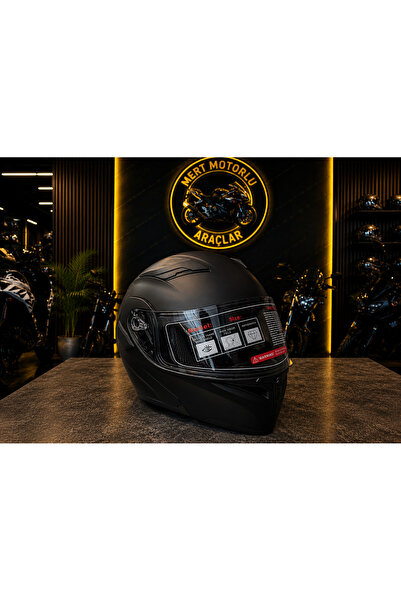 JK 902 MATT BLACK ÇENE AÇILIR MOTOSİKLET KASKI