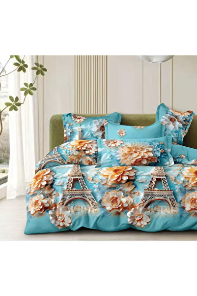 Pucioasa Set Lenjerie Pat Matrimonial, Bumbac Satinat, 4 Piese, 240 × 250 + 2...