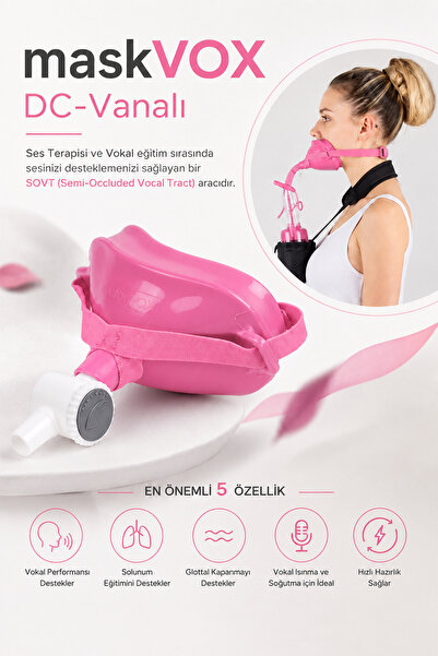 TAGESAN maskVOX DC-Vanalı Pembe Ses Maskesi Seti – SOVT Ses Terapisi, Vokal E...