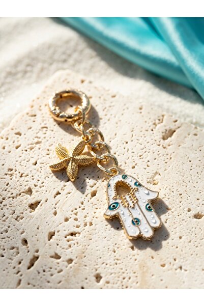 Kadın gold hamsa figürlü bikini charmı