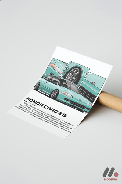 Modiwa Design Honda Civic EG JDM Araba Posteri, Çerçevesiz Yüksek Kalite Duva...