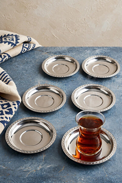 ÖzSa Home 12-Piece Damla Economic Stainless Steel Tea Plate 10 cm