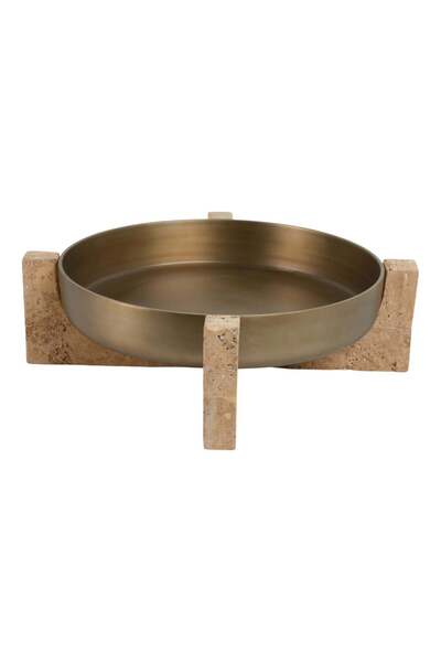 Sagebrook Home 21" FRIDLEY BOWL WITH TRAVERTINE BASE
