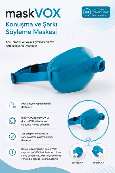 TAGESAN Ses Terapisi ve Vokal Egzersiz Maskesi | maskVOX Konuşma ve Şarkı Söyleme Maskesi Turkuaz