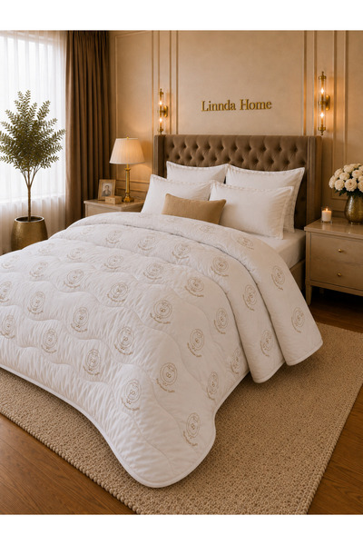 Linnda Home لحاف مفرد مملوء بصوف ميرينو بنسبة 100%، لحاف دافئ وقابل للتنفس