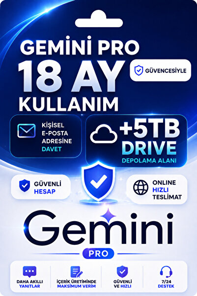 Google Gemini Pro 18 Ay ve 5TB Drive Kişisel Mail'e Davet