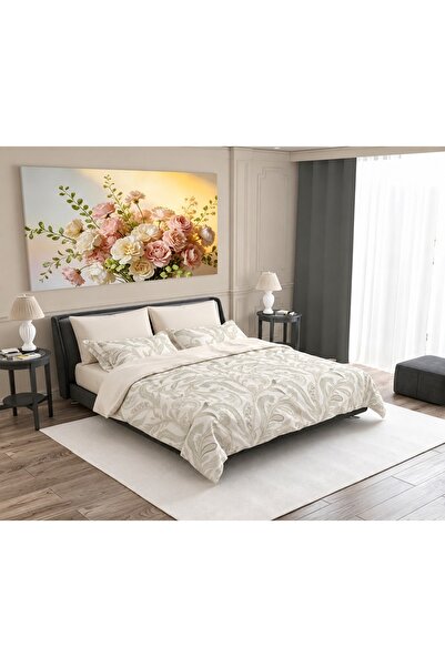 Kunzita Home مفرش لورا مزخرف نفر ونص 6 قطع فاخر – لحاف 190×240 سم – لون سكري