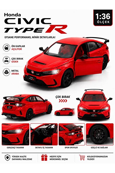 afreyz oyuncak Diecast,Metal Oyuncak Araba Honda Civic Type-R Çek Bırak Model...