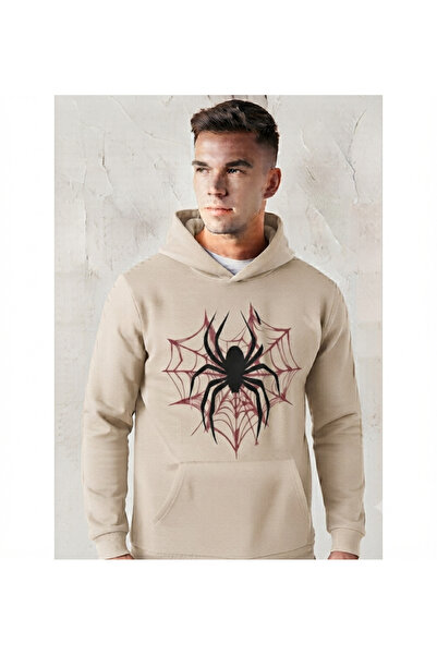 COHERENT سويت شيرت بقلنسوة كبير الحجم من القطن المطبوع خصيصًا باللون SPIDER ل...