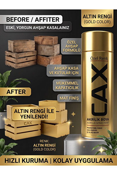 caxcolors CAX Akrilik Sprey Boya Krom Rengi 400ml - Ahşap Kasa ve Kutular İçi...