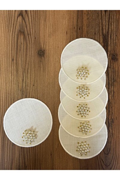 NURHAN HOME COLLECTION 6 قطع من مناديل تقديم الكوكتيل المستديرة باللون البني ...