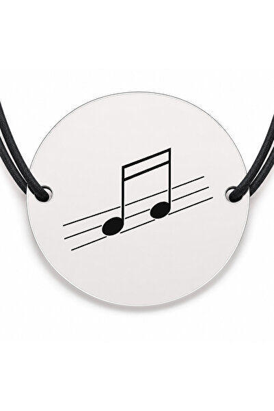 Simoshop Brățară argint 925 cu bănuț gravat două note muzicale, șnur negru re...