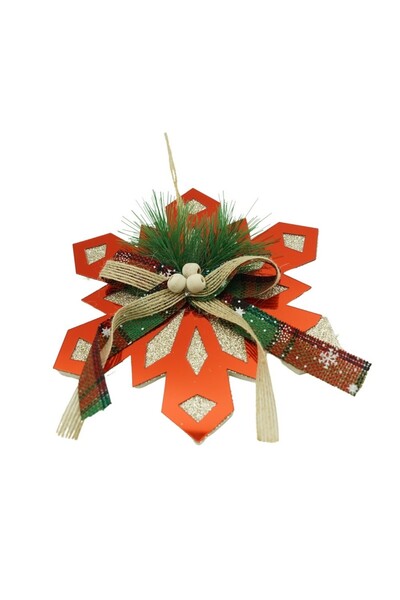 Rao Ornament Brad, Fulg de Nea, Rosu, Lucios, 15*15cm, Acril, Interior/ Exterior