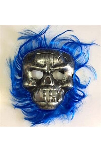 Marsilyan Halloween Navy Blue Haired Mask () Ilkel-Grp9Y84