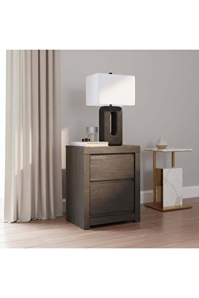 Ashley Furniture طاولة سرير بارلايون ذات درجين