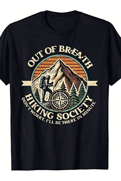9JY قميص المشي لمسافات طويلة بتصميم مضحك من Out Of Breath Hiking Society، متو...