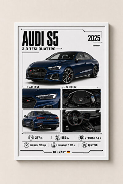 Miutic Print Studio Tablou decorativ auto Audi S5 Sedan cu specificații tehni...