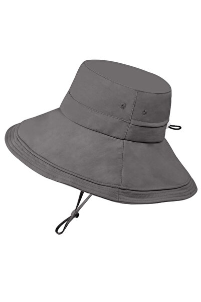 STARSTAR Women's wide-brimmed fisherman's hat w/sun protection - grey - Folda...