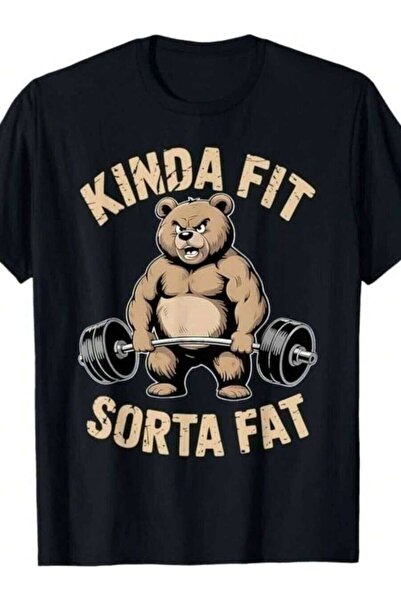 kai22 تي شيرت Kinda Fit Sorta Fat - تي شيرت مضحك لتمارين رفع الأثقال على شكل ...