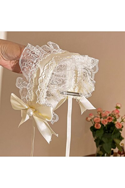 STARSTAR Lolita white bow tie lace headband, Gothic retro Lolita lace, women'...
