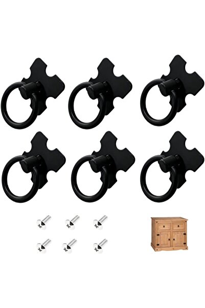 Morvena Picks Set de 6 mânere negre vintage pentru mobilier, mânere pentru se...