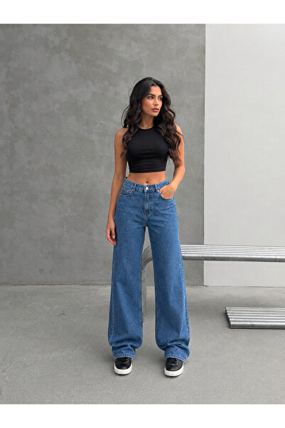 KENE JEANS Blue Back Pocket Embroidered Belt Buckle Tube Cuff Pants Jeans