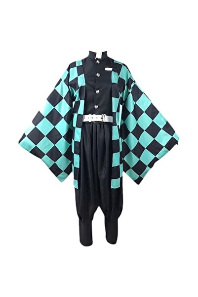Funny Party Shop Costum Cosplay Anime Demon Slayer Tanjiro Kamado, verde, 13-...