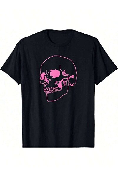 LİNA06 قميص على شكل جمجمة باللون الوردي من Spooky Halloween Skeleton Pastel G...