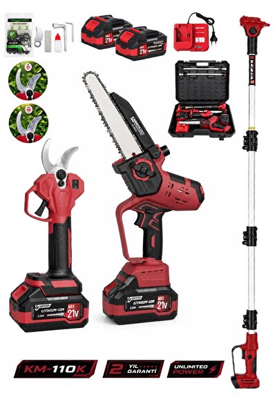KİMMEER PLUS Pro Seri 21V Çift Akülü Çelik Şanzıman Dal Budama Makası 50mm & ...