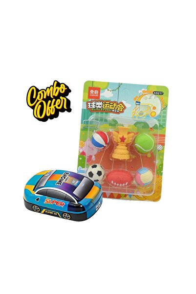 Zen Store 2PC Kids School Combo | 1PC Car Pencil Sharpener with 1PC Sports Ba...