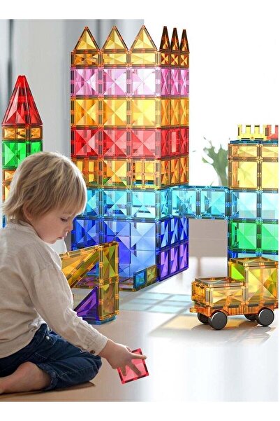 LIXADA Diamond Magnetic Tiles – 60PCS Large Size Magnetic Blocks Set for Kids 3+