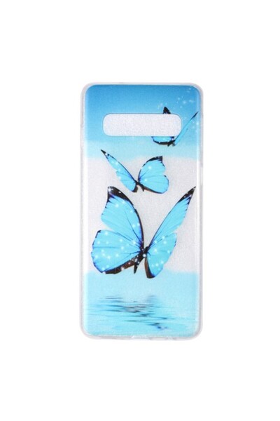 OEM Θήκη σιλικόνης TPU για Samsung Galaxy S10 Plus - Μπλε Πεταλούδα
