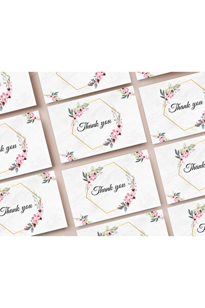 GAVIO Set de 60 de mini felicitări de mulțumire, cu textul „Mulțumesc”, model floral, dimensiune 8,2 x 5,4 cm