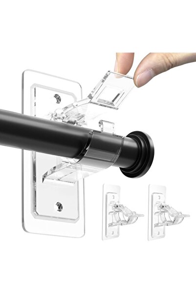 STARSTAR No-drill curtain rod brackets, 2-piece set, self-adhesive curtain ho...