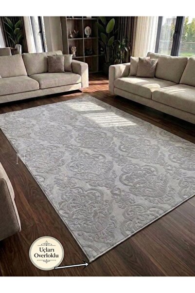 NaRStore Home Rölyef Gri Joy Modern Yumuşak Dokulu Kabartmalı Kaymaz Taban Ke...