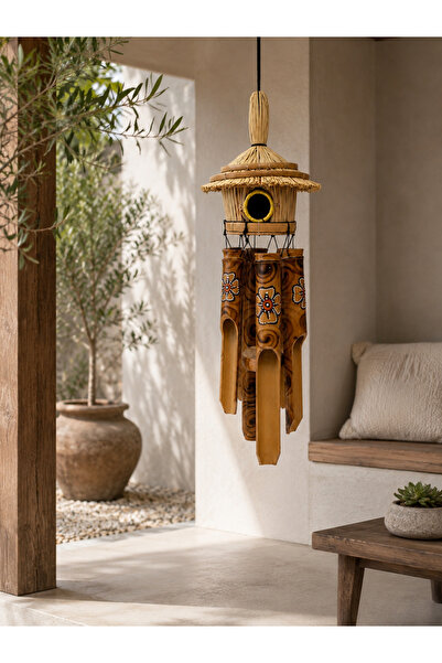 hediyeconcepti Dekoratif Bambu Rüzgar Çanı Bahçe Balkon Teras Süsü Asma Dekor...