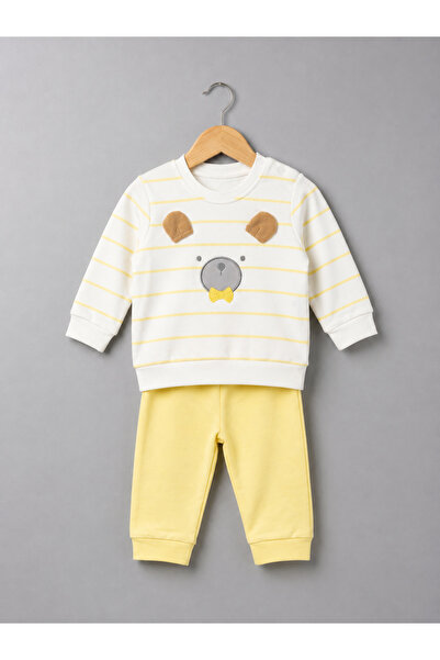 Bip Baby Baby Boy Children's Double Set with Teddy Bear Ears Printed