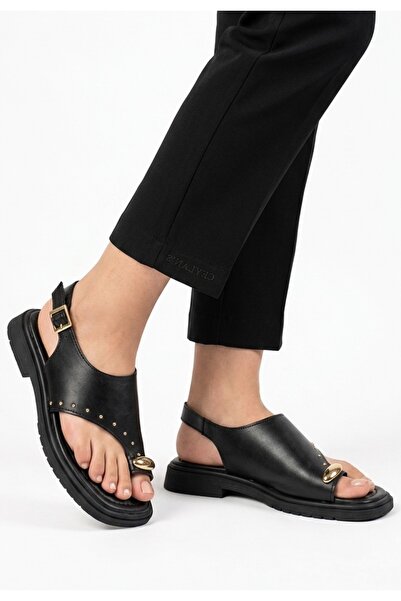 DMR Elegance Black Skin Flip Flops Sandals