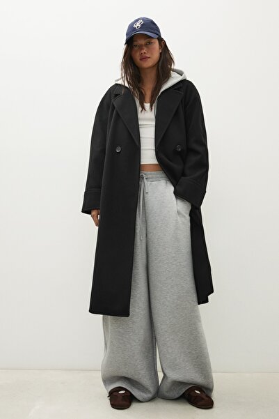 Bershka Kemerli uzun soft kaban