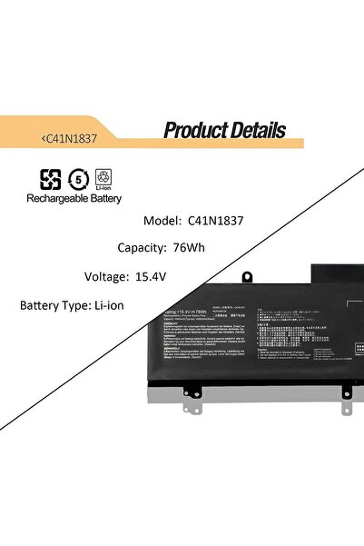 RedX Tech 15.4V 76Wh C41N1837 Battery Compatible for ASUS ROG Zephyrus S G15 ...