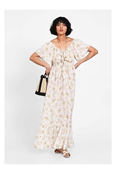 SimpleFind Rochie maxi cu imprimeu floral Bej