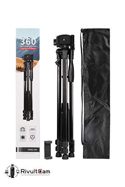 RivultCam 171 cm Profesyonel Kamera ve Telefon Tripod – 360° Dönebilen Başlık...