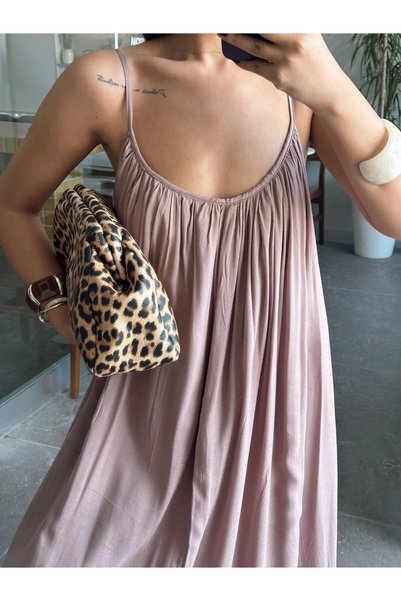 myd Drawstring Strap Casual Dress - Salmon