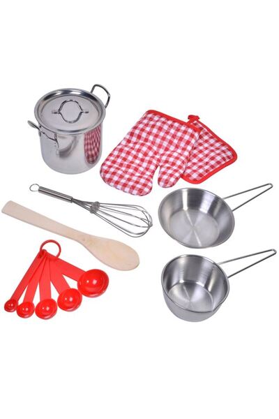 BAMI NETWORK Set vase de bucatarie copii 9 piese metal lemn plastic 3+ ani