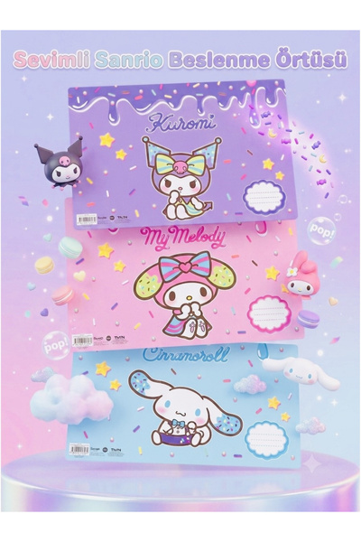 ÖZ OFİS Lisanslı Yeni Sezon 1 Adet Sanrio Beslenme Örtüsü - Kuromi , My Melod...