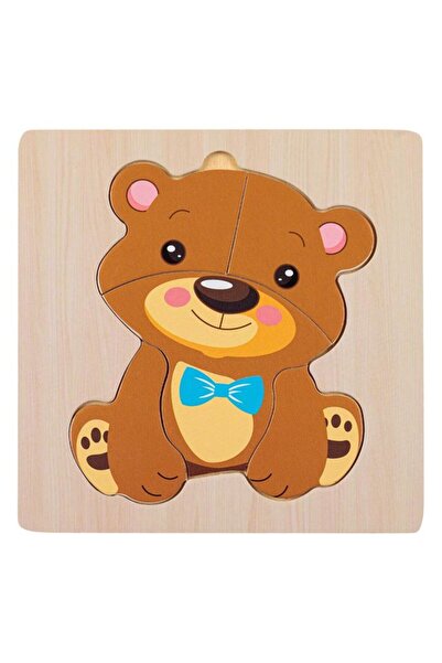 BAMI NETWORK Puzzle din lemn ursulet pentru copii 15x15 cm 12 luni+