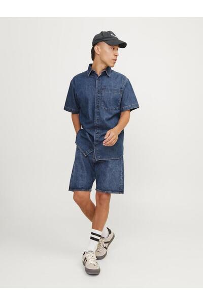 Jack & Jones Βερμούδα τζιν ανδρική "Ichris" μπλε